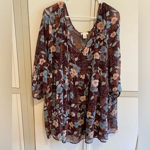 Motherhood Maternity Floral Blouse - Brown and Blue